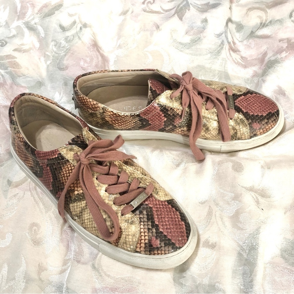 J/SLIDES - Lacee Snake Print Lace-Up Sneakers in Pink Multi size 9 - Picture 2 of 11